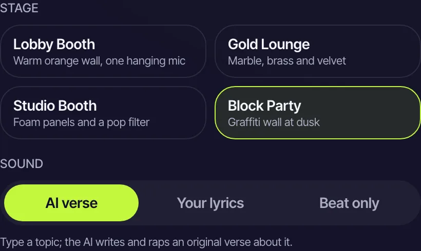 RapVideo editor: four stages and three sound options
